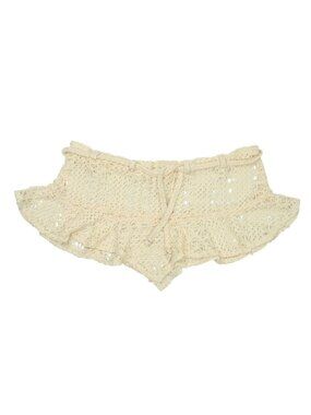 Heart of Sun Chica Mini Skirt in Beige Crochet